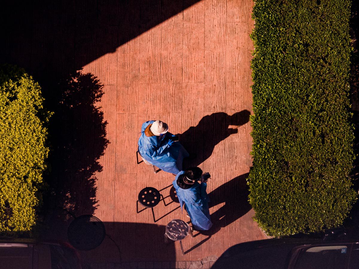 nurses monitoring the yard